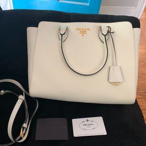 Prada White Open Convertible Bag w/ Strap